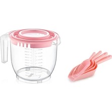 Kp Home Ölçülü Mikser Kabı ve 4'lü Erzak Küreği-Pembe