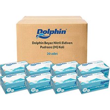 Dolphin Beyaz Nitril Eldiven Pudrasız M 20 Pk x 100 Adet Koli