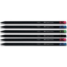 Faber-Castell Naturel Silgili Yuvarlak Kurşun Kalem Siyah 6'lı