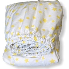 Bebek Özel Bebek ve Çocuk Pamuk Lastikli Çarşaf Sarı Yıldızlı