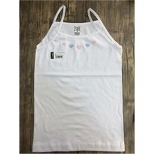 Tutku Bulut Fashion 0165 Tutku Kız Çocuk Beyaz Ip Askılı Penye Atlet