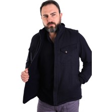 Eseriş Eser - 7-7 Gabardin Polarlı Yelek - Kışlık - Lacivert Xxxl