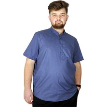 ModeXL Buyuk Beden Erkek Kısa Kol Hakim Yaka 20387 Indigo