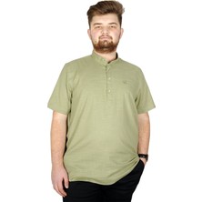 ModeXL Buyuk Beden Erkek Kısa Kol Hakim Yaka 20387 Yeşil