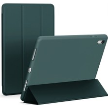 Fujimax Apple iPad 7. Nesil 10.2 A2200 A2197 A2198 A2270 Yatay Standlı Arka Soft Silikon T.p.u Uyku Modlu Premium Leather Smart Kılıf Haki