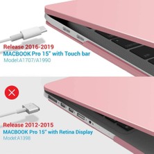 Fujimax Apple Macbook Pro 15.4 Touchbar 2019 2018 2017 2016 A1990 A1707 Seri BiLGisayar Sert Macbook Kaplama Koruyucu Pembe