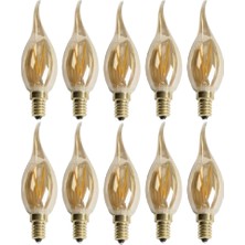 Cata 4281 Avizeler Için E-14 Ince Duylu Rustik LED Ampul 4W Amber Renk 10'lu Set