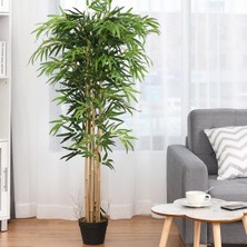 Nettenevime Yapay Bambu Ağacı Ekstra Doğal Görünüm Siyah Saksılı 6 Dallı 180CM