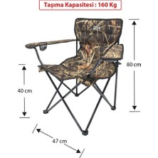 Gray Wolf Katlanır Bardaklı Lüks Kamp Sandalyesi - Balıkçı Sandalyesi (Saz Desen)