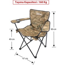 Gray Wolf Katlanır Bardaklı Lüks Kamp Sandalyesi - Balıkçı Sandalyesi (Kamuflaj)