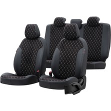Otom Mitsubishi Canter 2+1 (3 Kişi) 2007-2015 Özel Üretim Koltuk Kılıfı Madrid Design Tay Tüyü Siyah - Beyaz