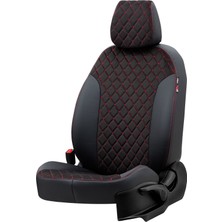 Otom Seat Alhambra 1996-2010 Özel Üretim Koltuk Kılıfı Madrid Design Tay Tüyü Siyah - Kırmızı