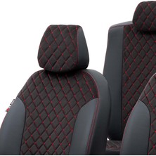 Otom Seat Alhambra 1996-2010 Özel Üretim Koltuk Kılıfı Madrid Design Tay Tüyü Siyah - Kırmızı