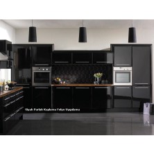 Baskı Madeni Parlak Siyah Kendinden Yapışkanlı Kaplama Folyosu 61CM x 2 Metre