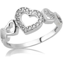 Gumush Gümüş Kalpli Bayan Yüzük