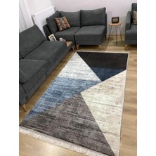 STY Home Vera Kaymaztabanlı Yıkanabilir Halı Kilim Yolluk Dijital Baskı Gri Krem  Kahve