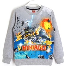 LEGO Ninjago Baskılı 3D Çocuk Mevsimlik Sweatshirt 5 - 13 Yaş Gri Melanj 001-0001696