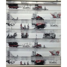 Asyhome Istanbul Desenli Zebra Perde Etek Dilimli