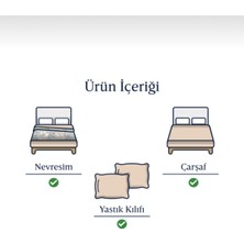 Faal Tek Kişilik Nevresim Takımı, %100 Pamuk, Gri-Kremit(2 Yastıklı)