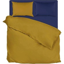 Faal Tek Kişilik, Nevresim Takımı,  Pamuk, Hardal-Mavi (2yastıklı)