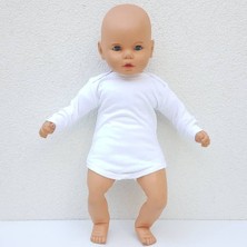 by BebekOdam Beyaz Sade Uzun Kollu Alttan Çıt-çıtlı Badi Zıbın