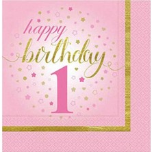 Partioutlet Küçük Yıldızlar 1 Yaş Pembe Peçete