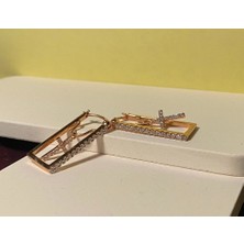 Elen Mücevher 925 Ayar Gümüş Haç Figürlü Sallantılı Rose Gold Küpe