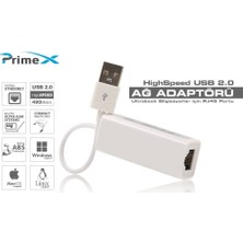 PrimeX Plus PrimeX Plus PX-2120 USB 2.0 To RJ45 Ethernet Çevirici (WIN10 Tak Çalıştır)