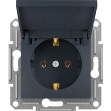 Schneider Asfora Kapaklı Topraklı Priz Antrasit