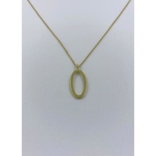 Elen Mücevher 925 Ayar Gümüş Gold Oval Kolye