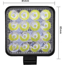 2 Adet 16 LED Kare Off Road Iş Makinası Çalışma Lambası Sis Farı