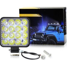 2 Adet 16 LED Kare Off Road Iş Makinası Çalışma Lambası Sis Farı