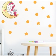Tilki Dünyası Ay Üzerindeki Sevimli Unicorn Çocuk Odası Duvar Sticker