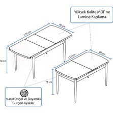 Rovena Arel Mdf Ahşap Ayaklı Açılabilir Mutfak Masası