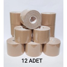 Bia Tape Kinesio 5 cm x 5 M -Ten Rengi Sporcu Bandı  12'li (Pakette 12 Adet)