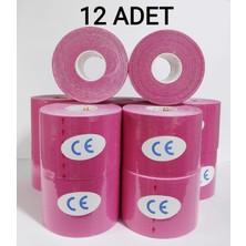 Bia Tape Kinesio 5 cm x 5 M - Pembe Rengi Sporcu Bandı 12'li (Pakette 12 Adet)