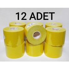 Bia Tape Kinesio 5 cm x 5 M - Sarı Rengi Sporcu Bandı 12'li (Pakette 12 Adet)