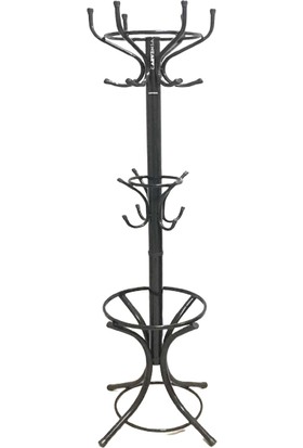 Carvensa Metal Askılık Yeni Çift Askı Tepeli Portmanto Siyah Renk 180 cm Metal Askı Çift Tepeli Siyah