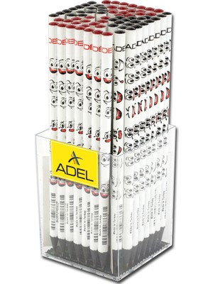 Adel Komik Yüzler Yuvarlak Kurşun Kalem Siyah Ahşap 72'li