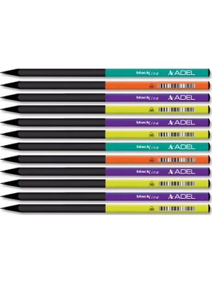 Adel Deep Üçgen Kurşun Kalem Siyah Ahşap 12'li