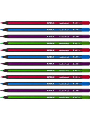 Adel Blackline Renkli Kurşun Kalem Başlık Kalemi 12'li