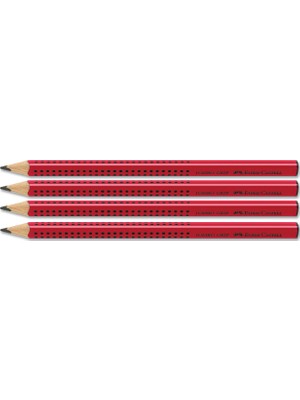Faber-Castell Grip 2001 Jumbo Üçgen Kurşun Kalem Kırmızı 4'lü