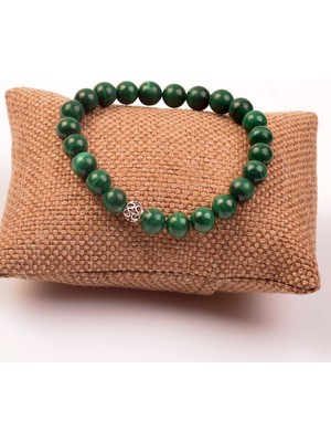 Taş Sandığı Malakit Taşı Bileklik - 8 mm - ( Malahit Taşı )