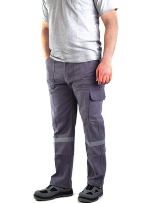 ESERIS Eser - 7-7  Gabardin Kom.cepli Iş Pantolonu Reflektörlü - Kışlık - Gri L