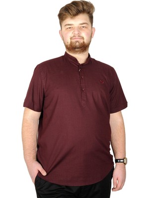 ModeXL Buyuk Beden Erkek Kısa Kol Hakim Yaka 20387 Bordo