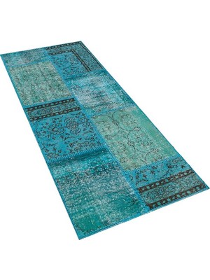 El Dokuma Yün'lü Türk Patchwork Halı Mtl Ölçü;80 x 200