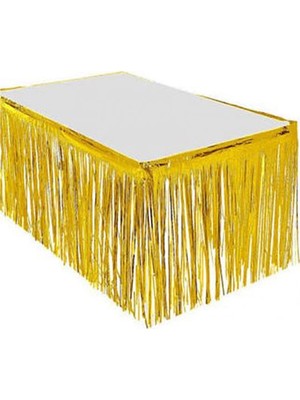 Uzay Metalize Folyo Gold Masa Eteği (Püskülü)