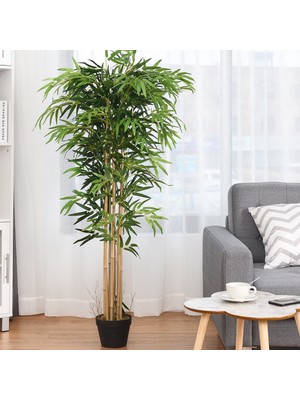 Nettenevime Yapay Bambu Ağacı Ekstra Doğal Görünüm Siyah Saksılı 6 Dallı 180CM