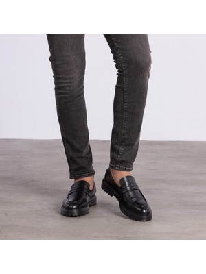 Gegaro G051 Siyah Loafer Kolej Eva Taban Comfort Anatomik Günlük Erkek Ayakkabı