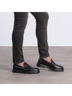 Gegaro G051 Siyah Loafer Kolej Eva Taban Comfort Anatomik Günlük Erkek Ayakkabı